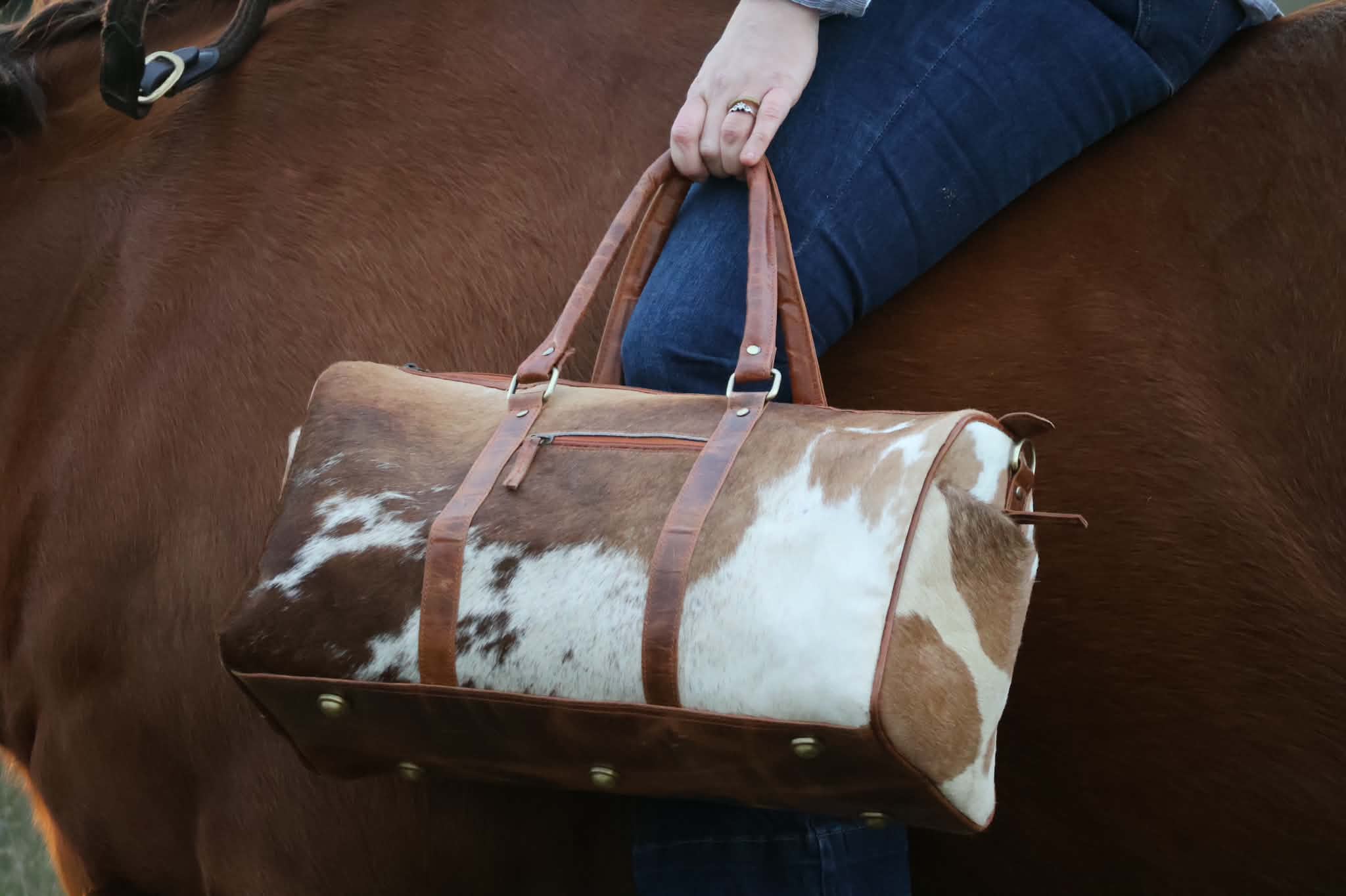 Small Cowhide Overnight Duffel 010