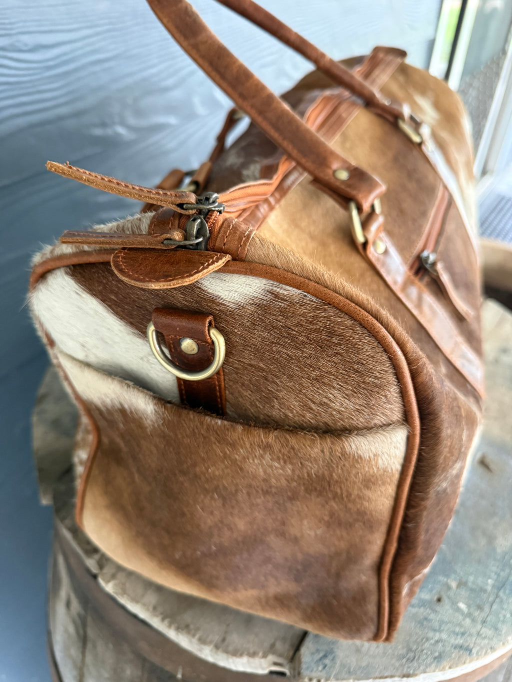 Small Cowhide Overnight Duffel 010